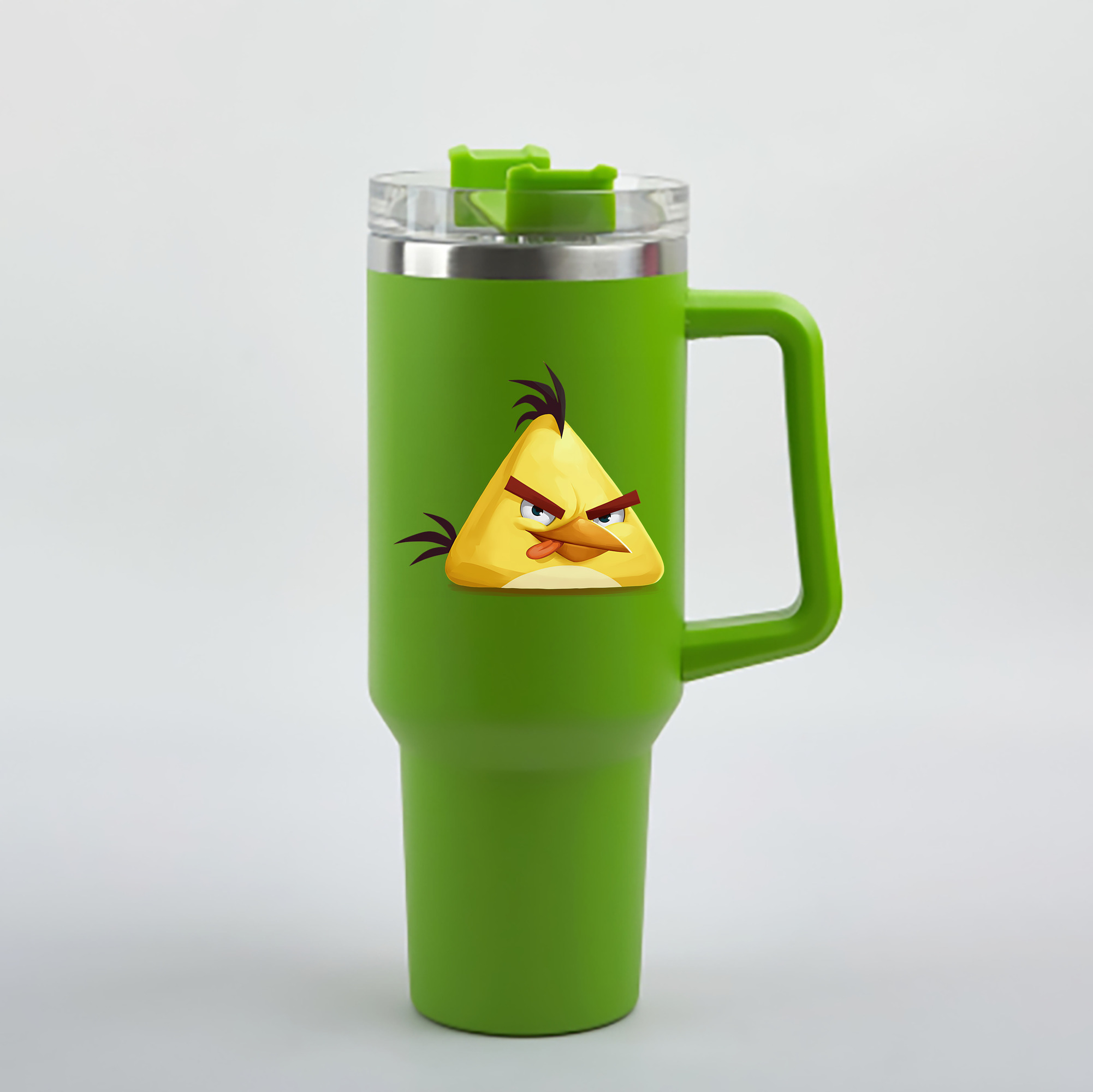 （画像用） Angry Birds アングリーバード 1200mL車用タンブラー - クリスタルステッカー（プラスチックストロー付き）
